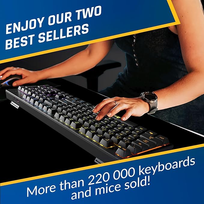 KLIM Chroma Wireless Keyboard and Mouse – RGB Backlit Gaming Combo, Rechargeable Wireless Keyboard & RGB Mouse, Durable & Ergonomic, Dual USB Receivers, Compatible with PC, Mac, PS4, PS5