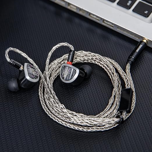 Linsoul Tripowin Zonie HiFi In-Ear Monitor Upgrade Cable, with Omni Mic, 16-Core Silver-Plated SPC Earphone Cable, Type-C/3.5mm Options, 1.25m SPC Tangle-Free Wire for Audiophiles(Typec,Recessed 2Pin)