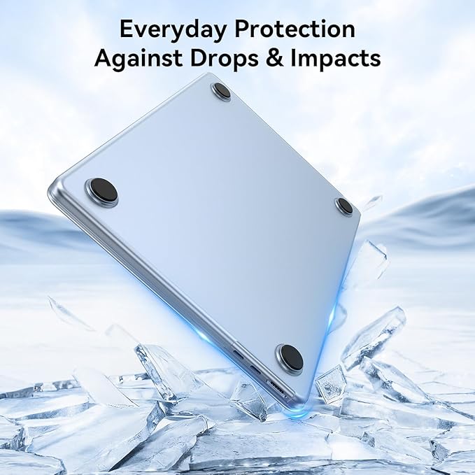 EooCoo Case Compatible with MacBook Air 13 inch M5 2026-2022 M4 M3 M2 A3449 A3240 A3113 A2681, Matte Hard Shell Scratch Resistant Protective Cover Compatible for MacBook Air 13.6 inch, Frost SkyBlue