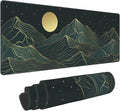 Golden Mountain Line Moon Landscape Gaming Mouse Pad XL Extended Large Mousepad with Nonslip Rubber Base Stitched Edges Laptop Computer Keyboard Desk Mat for Office Home Gamer