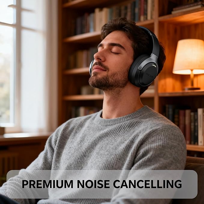 LC30Pro Hybrid Active Noise Cancelling Headphones, 100H Playtime Wireless Over Ear Bluetooth 5.4 Headset, Deep Bass, Multipoint Connection, Foldable Headphones for Travel, Home, Office