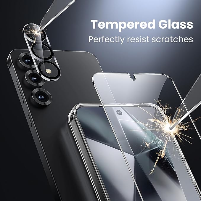 Anti-Yellowing for Samsung Galaxy S25 Plus Crystal Clear Case with Screen Protector*1 Camera Lens Protector*1, [12FT Mil-Grade Protection], Cover for Samsung Galaxy S25 Plus 6.7 inch, Clear