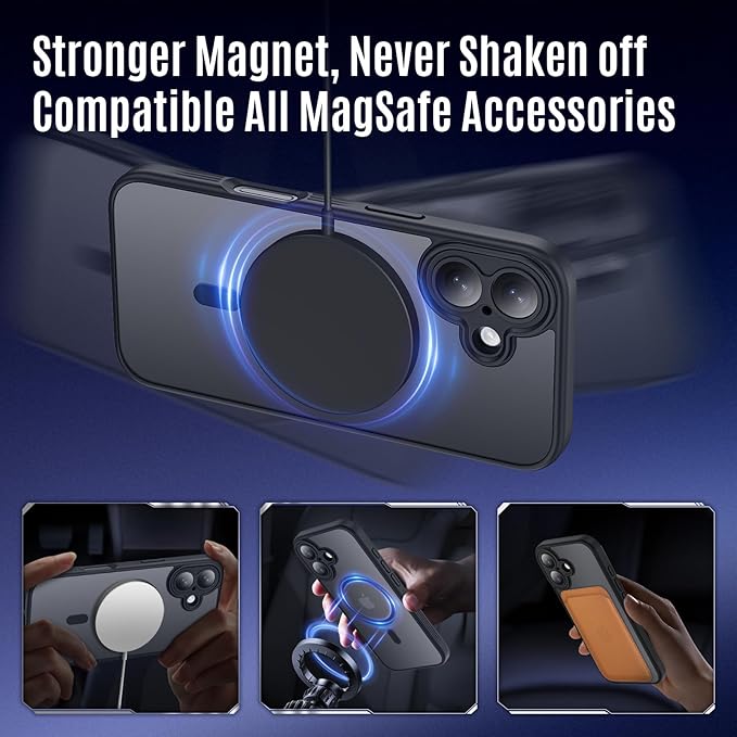 Symcele Designed for iPhone 17 Case, Compatible with MagSafe, [Camera Protection] [15FT Military Droptection] Shockproof Translucent Matte Anti-Slip Phone Case, 6.3", Black