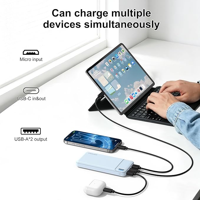 AsperX 2-Pack 10000mAh USB C Output Portable Charger Power Bank Fast Charging, Portable Phone Charger External Battery Pack for iPhone, Android, Google LG and Heated Vest