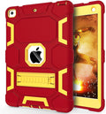 CCMAO for iPad 6th/ 5th Generation Case 2018/2017, iPad Air 2 Case 2014, iPad 9.7 '' Case, Heavy Duty Shockproof Rugged Protective iPad 5 6 Gen Cover with Kickstand, Red+Gold