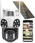 4K Solar Security Camera Wireless Outdoor with Dual-Lens,2.4G WiFi Cameras for Home Security with WiFi 6,8MP Color Night ViSion,PIR Motion Detection,Auto Tracking,2-Way Audio,Spotlight Siren,Alexa