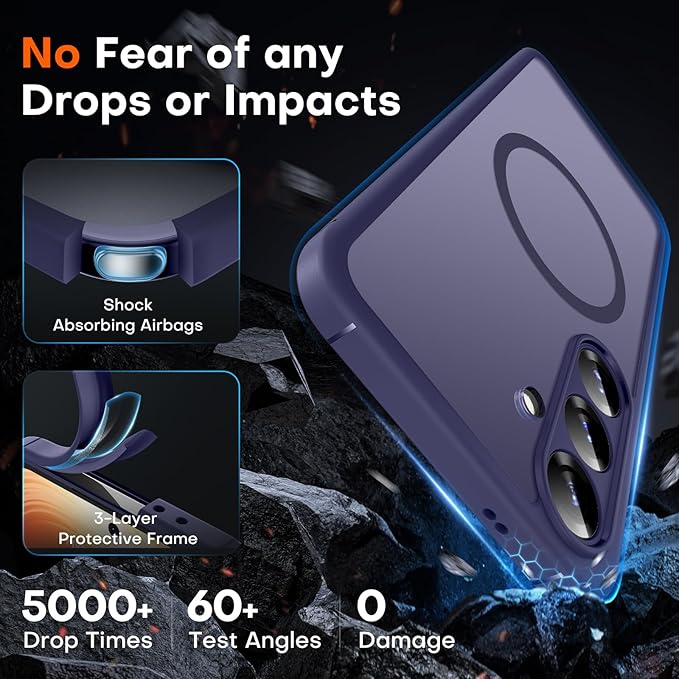 TOCOL Magnetic for Samsung Galaxy S25 Case, Upgraded Full Camera Protection, Compatible with Magsafe, Drop Protection Slime Clear Back Cover for Samsung Galaxy S25 6.2-Inch (Midnight Purple)