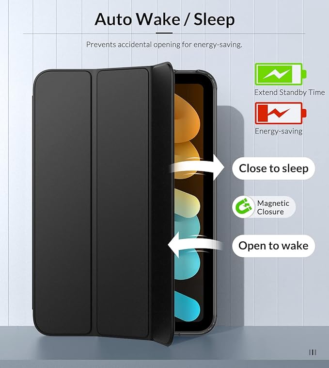 MoKo Case Fit New iPad mini 7 (A17 Pro) 2024, iPad mini 6th Generation Case 2021 (8.3-inch), iPad mini 6 Case, Soft TPU Translucent Frosted Back Cover Case for iPad mini 7th, Black