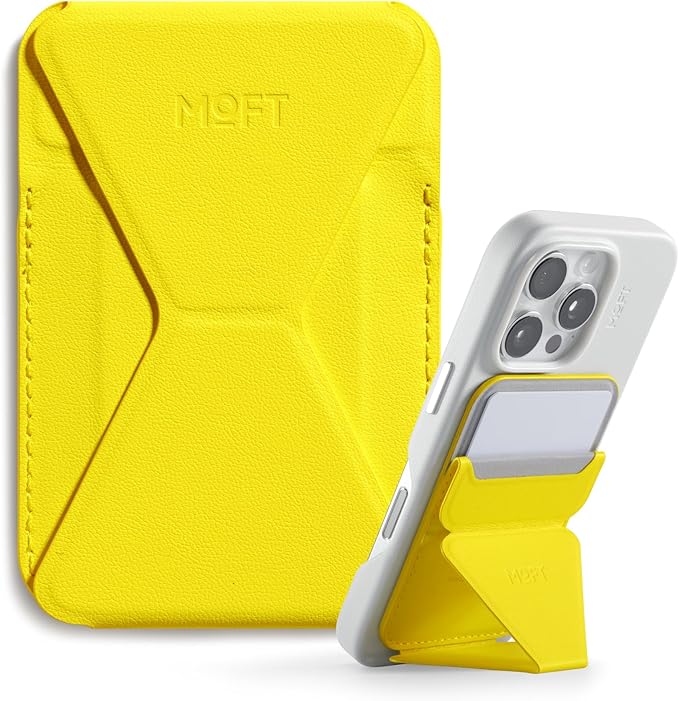 MOFT Magnetic Wallet Stand Compatible with iPhone 17/16/15/14/13/12 Series, Angle Adjustment & Magsafe Compatible MOVAS Phone Stand,Neon