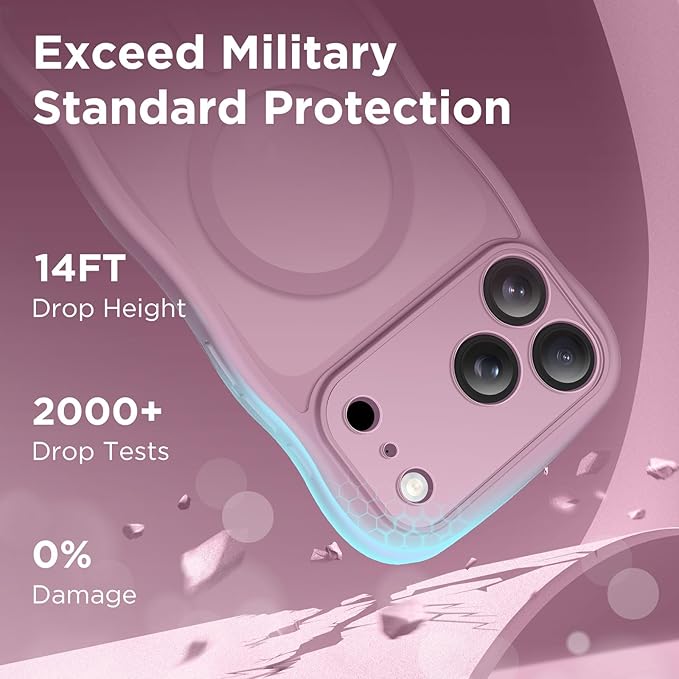 CAPRARO Magnetic for iPhone 17 Pro Max Case for Women Girls, Upgraded [Full Camera Protection] [Compatible with MagSafe] Cute Wave Translucent Matte Phone Case for iPhone 17 Pro Max, Clear Currant