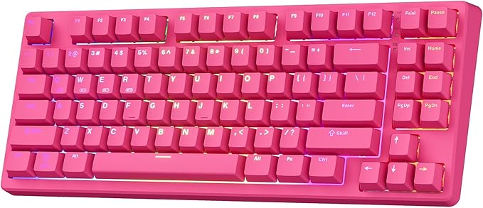 Kisnt KN85 Wireless Mechanical Keyboard, 75% Layout with RGB Backlit, Bluetooth/2.4GHz/USB-C, Custom Hot Swappable Silent Switches, Quiet Typing for Windows/Mac/PC (Berry Red)