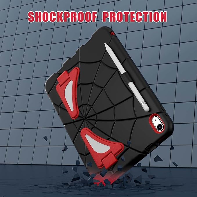 AKABEILA Compatible with Apple iPad (2026) 12th A19/iPad (2022) 10th/iPad (2025) 11th A16 Tablet Case，Lightweight Shockproof Protective Cover with Kickstand for Kids Children Boys Babies Black Red