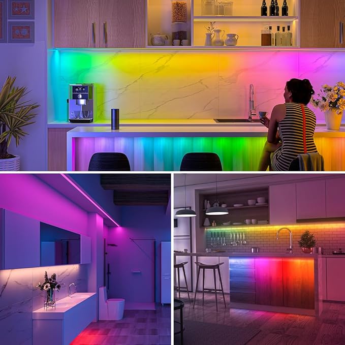 BTF-LIGHTING FCOB IP66 WS2811 IC RGB COB LED Strip 16.4FT DC24V 576LED/m Flexible High Density Color Chasing Uniform Light 16IC/m 10mm Width for Indoor Lighting Project(No Adapter or Controller)