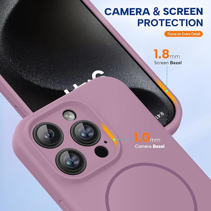 Miracase Magnetic for iPhone 15 Pro Case, [Soft Anti-Scratch Microfiber Lining], Magnetic for MagSafe, Liquid Silicone Shockproof Drop Protection Phone Case for 15 Pro, Blackcurrant