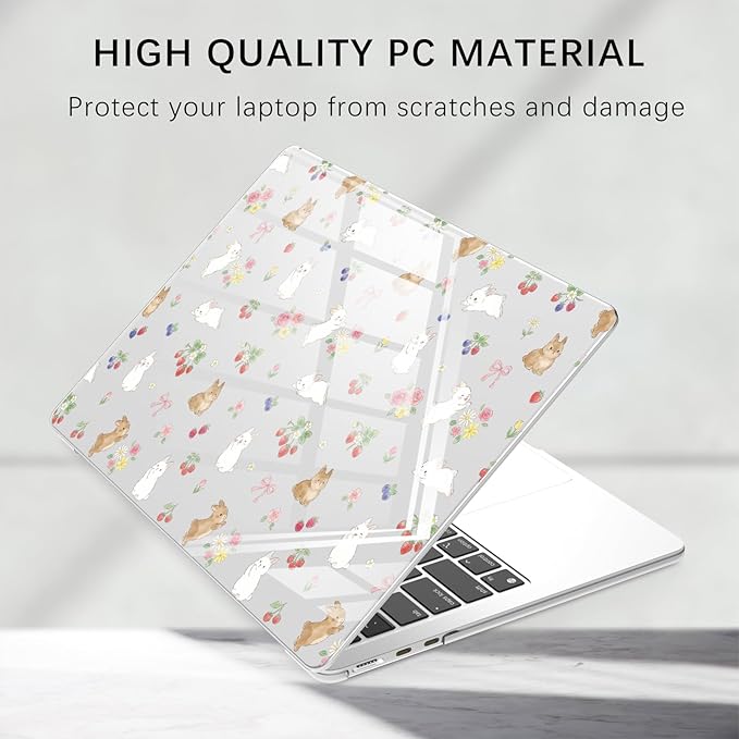 Compatible with MacBook Pro 14 inch Case M5 M4 M3 M2 M1 Pro/Max 2026-2021 A3427 A3426 A3434 A3112 A3185 A3401 A2918 A2992 A2779 A2442, Cute Bunny Rabbit Hard Shell Clear Cover