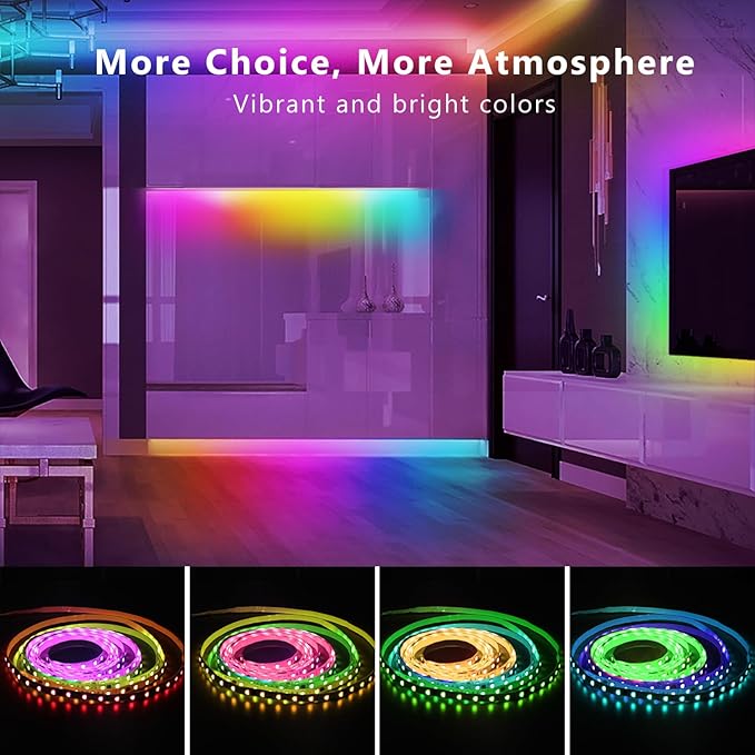 DAYBETTER Smart IC LED Strip Lights, BGRIC LED Lights for Bedroom, DIY Multiple Colors on One Line, App Control Color Changing Strip Lighting Music Sync Home Decor 16.4 ft (Pack of 2)