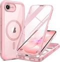 Miracase for iPhone 17e Case & iPhone 16e Case, Full-Body Phone with Built-in Glass Screen Protector, [Magnetic with MagSafe] Military Drop Proof 17 E/ 16 E Cover Bumper 6.1 inch, Pink
