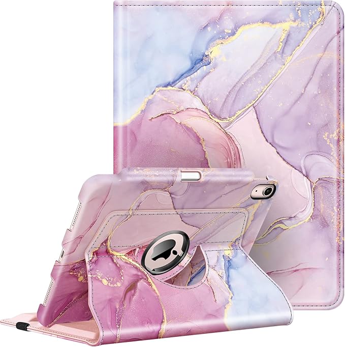Fintie Rotating Case for iPad Air 11-inch M4/M3/M2 (2026/2025/2024), iPad Air 5th (2022) / 4th Generation 10.9 Inch - 360 Degree Rotating Protective Stand Cover with Pencil Holder, Glittering Marble