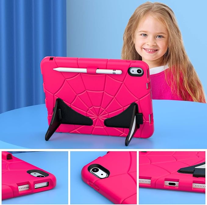 AKABEILA Compatible with Apple iPad (2026) 12th A19/iPad (2022) 10th/iPad (2025) 11th A16 Tablet Case，Lightweight Protective Cover with Kickstand for Kids Children Boys Babies Strawberry Black