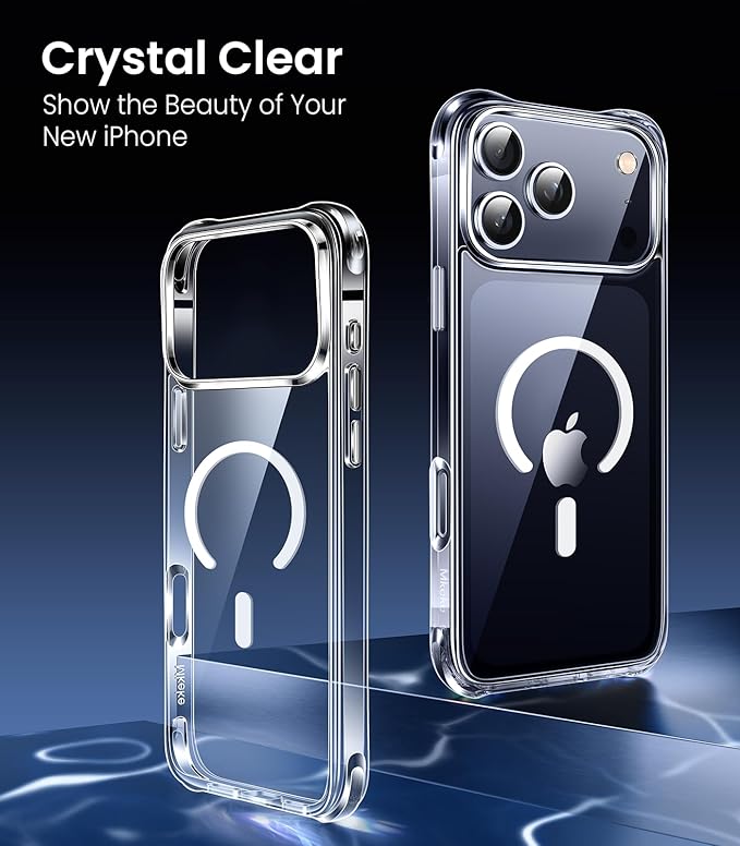 Mkeke Magnetic for iPhone 17 Pro Max Case Clear, [Compatible with MagSafe] [Not Yellowing] [Military-Grade Drop Protection] Phone Bumper for iPhone 6.9 inch 2025