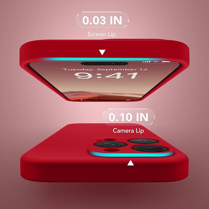 Magnetic for iPhone 13 Pro Case, Compatible with MagSafe, [Full Camera Protection][Screen Protector] Silicone Shockproof Protective Phone Case for iPhone 13 Pro 6.1", Deep Red