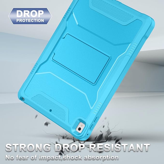 Soke Case for iPad 6th/5th Generation 9.7 Inch 2018/2017,with Built-in Screen Protector and Kickstand, Rugged Full-Body Heavy Duty Protective Cover for Apple iPad Air 2 /Pro 9.7 - Cyan Blue
