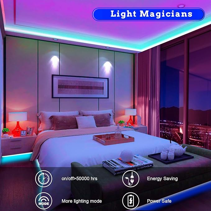 Tenmiro 65.6ft Led Strip Lights, Ultra Long RGB Color Changing LED Light Strips Kit with 44 Keys Ir Remote Led Lights for Bedroom, Kitchen, Home Decoration