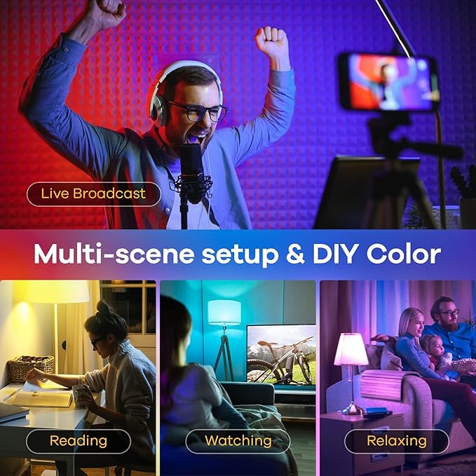 Linkind Matter Smart Light Bulb, WiFi Smart Bulbs, Work with Apple Home, Siri, Alexa, Google, SmartThings, RGBTW Color Changing Bulbs Mood Lighting, Music Sync, A19 E26 60W, 2.4Ghz WiFi 6 Pack