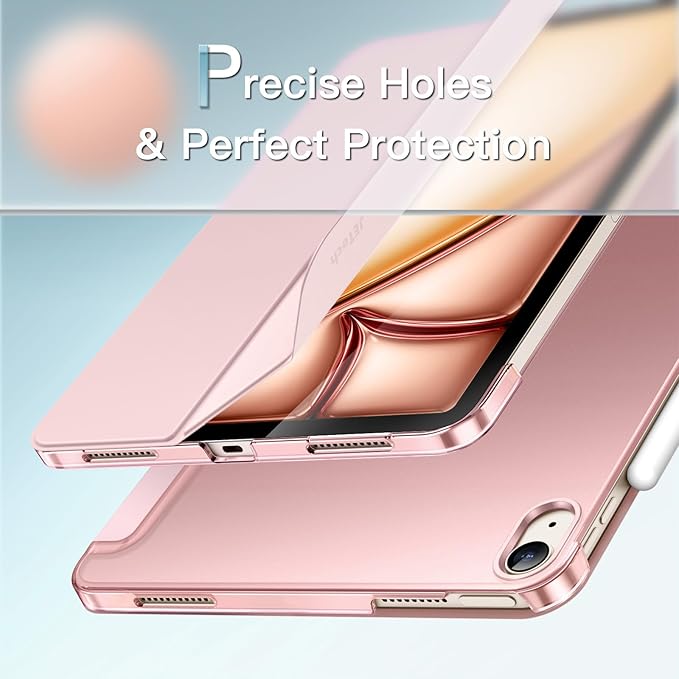 JETech Case for iPad Air 13-Inch M4/M3/M2 (2026/2025/2024), Slim Stand Hard Back Shell Smart Cover with Auto Wake/Sleep (Sandy Pink)