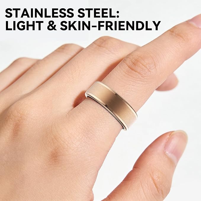 Smart Ring for Women Men,Fitness Ring with 24/7 Activity Tracking,Stress,Sleep Monitoring,No APP Subscription Fees,Compatible with iOS & Android, HarmonyOS Rose Gold, 9#