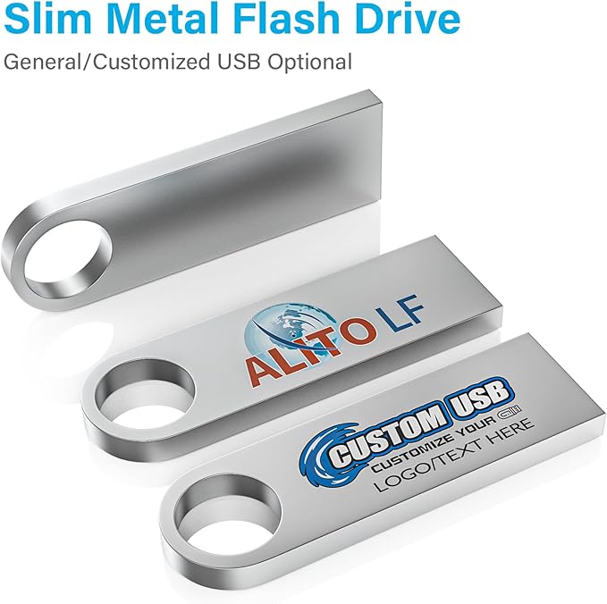 ABLAZE 16GB Flash Drive 2 Pack, Metal USB 2.0 Thumb Drives with Keychains USB Stick Pendrive (Sliver)