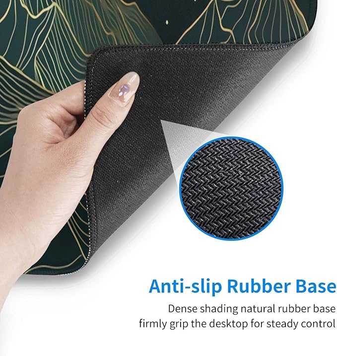 Golden Mountain Line Moon Landscape Gaming Mouse Pad XL Extended Large Mousepad with Nonslip Rubber Base Stitched Edges Laptop Computer Keyboard Desk Mat for Office Home Gamer