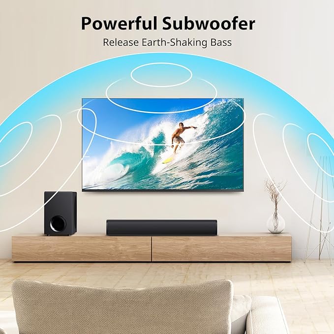 Upgraded Sound Bar for TV with 5.9inch Big Powerful 110W Subwoofer, Deep Bass, Bluetooth 5.4, ARC/Optical/AUX/Bluetooth Connect, Surround Sound System for PC/Gaming/Projectors/Gift Pcs