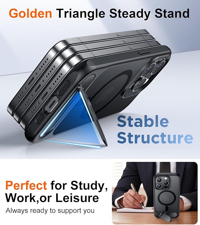 Magnetic Compatible with iPhone 15 Pro Case, [Built-in Invisible Kickstand][Compatible with MagSafe] [Military Grade Shockproof] Slim Translucent Matte Phone Case for iPhone 15 Pro 6.1"