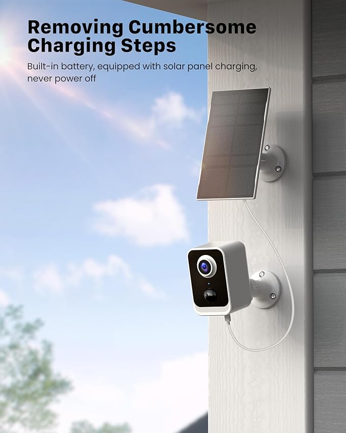 PEEIPM Security Cameras Wireless Outdoor Solar: Battery Power Cameras for Home Security WiFi Seguridad Camara System Kit Surveillance Monitor with Motion Sensor Flood Light Alarm & Color Night Vision