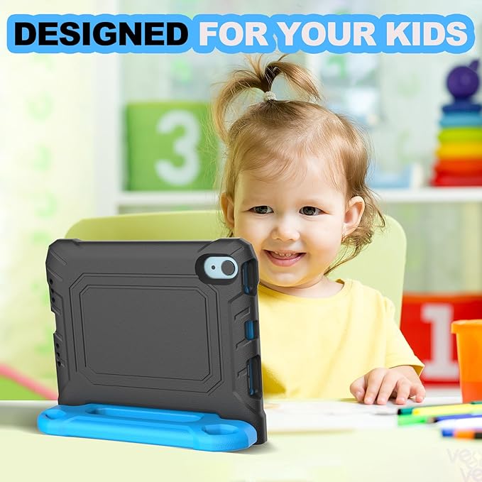 YIHE Kids Case for 8.3 inch iPad mini 7 (A17 Pro) 2024 & iPad mini 6 (A15) 2021, Shockproof Cases for iPad mini 7th/6th Generation with Built-in Screen Protector & Handle Stand, Black&Blue