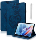 Case for iPad Pro 11 Inch (M5/M4) 2025/2024, Embossed PU Leather Stand Folio Cover with Pencil Holder and Card Slots, Dark Blue