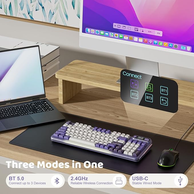 KZZI Z98 Wireless Mechanical Keyboard, Smart Display & Knob, BT5.0/2.4GHz/USB-C, Hot Swappable Custom Keyboard, Pre-lubed Linear Switches, Gasket Mount, RGB Creamy Gaming Keyboard