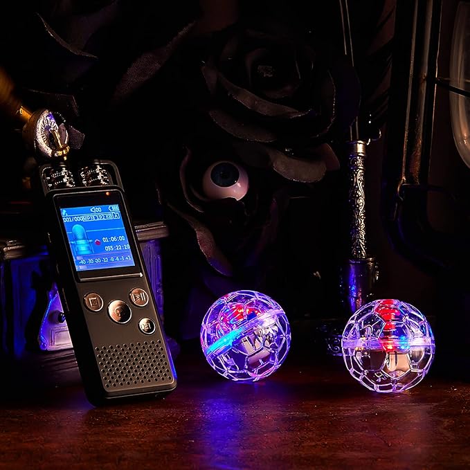 Dunzy 5 Pcs EVP Recorder Ghost Hunting Kit Paranormal Digital Voice Recorders with 4 LED Motion Activated Cat Balls Voice Activated Recorder with Playback for Paranormal Equipment(8 Gb, Chic Style)
