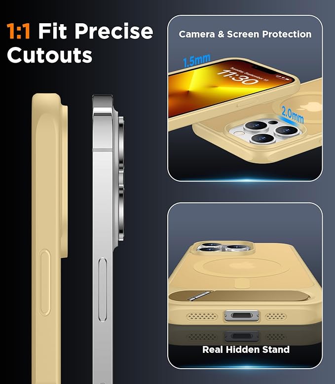 Magnetic Compatible with iPhone 13 Pro Max Case, [Built-in Invisible Kickstand][Compatible with MagSafe][Military Grade Shockproof] Slim Translucent Matte Phone Case for iPhone 13 Pro Max 6.7"