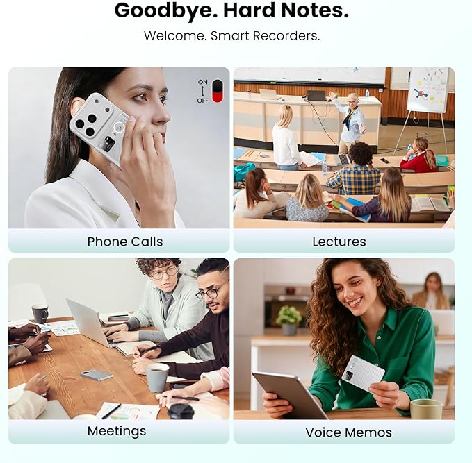 AI Voice Recorder, Note Taking Device, Transcribe & Summarize, Voice Recorder With Display, App Control, Supports 132+ Languages, 100H, 64GB, Magnetic Audio Recorder for Lectures Meetings Calls,Silver