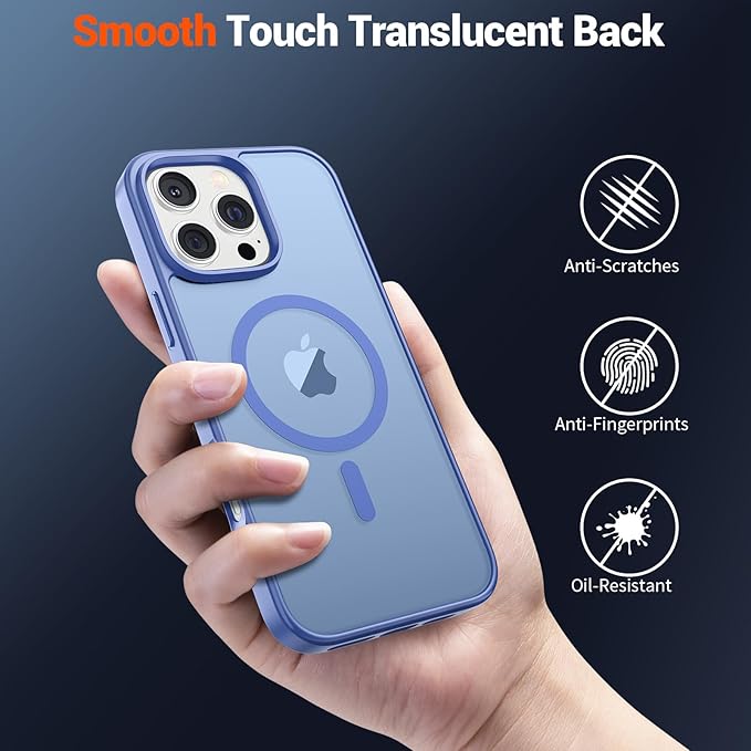 SUPFINE Magnetic for iPhone 16 Pro Case (Compatible with MagSafe) (Military Grade Drop Protection) Slim Translucent Matte Shockproof with Anti-Fingerprint Phone Case,Blue Purple