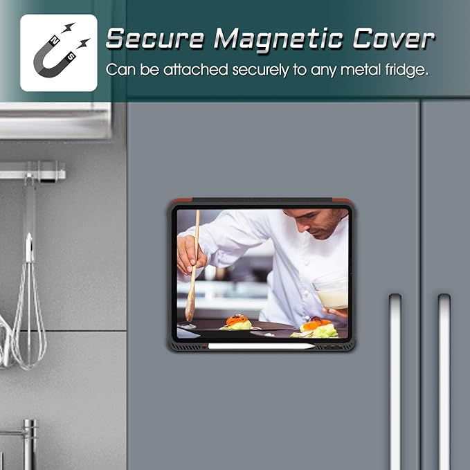CaseBot Magnetic Case for iPad Pro 12.9-inch 6th Generation 2022, Multiple Angle Shockproof Rugged Stand Case, Soft TPU Back Cover w/Pencil Holder, Also Fit iPad Pro 12.9" 5th/4th/3rd Gen, Brown