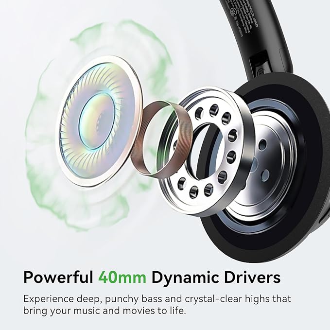 OneOdio Focus A1Pro Hybrid Active Noise Cancelling with Wireless On-Ear Headphones, 200G Ultra-Light, 70-Hour Battery with Speed Charge, Bluetooth 6.0, Clear Calls, Lightweight Portable