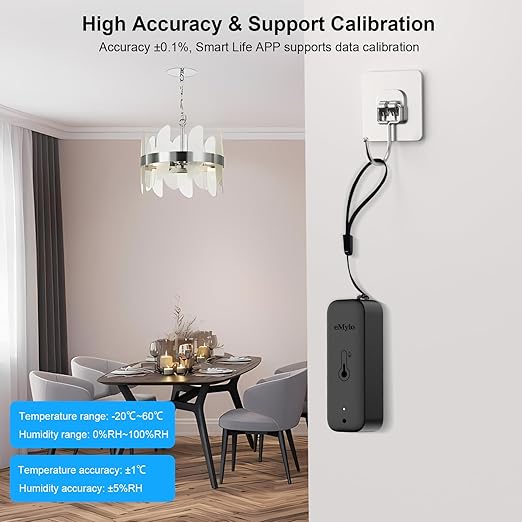 WiFi Thermometer, Humidity Meter with Smart Alert, Data Storage and Calibration, Temperature and Humidity Monitor for Bedroom, Baby Room, Warehouse, Cellar, Greenhouse, Black 1 Pack
