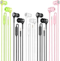LWZCAM Wired Earbuds with Microphone 5 Pack, in-Ear Headphones with Heavy Bass, High Sound Quality Earphones Compatible with iPad, Laptop, MP3, Android Smartphones, Fits All 3.5mm Jack Device
