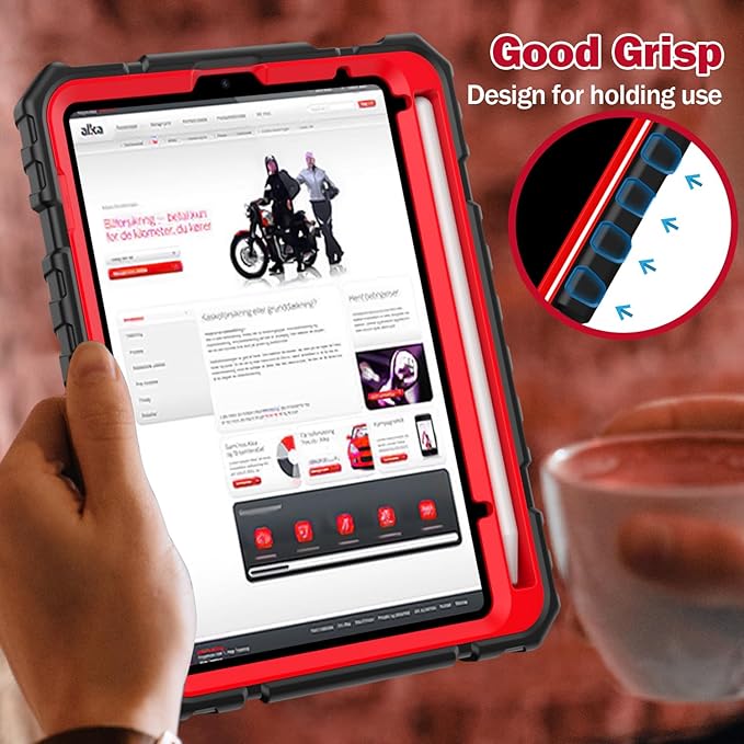 Grifobes Case for iPad mini 7 (A17 Pro) 2024 / Mini 6 2021 8.3 inch, Heavy Duty Shockproof Rugged Cover with Pencil Holder Stand, for I Pad Mini 7th/6th Gen 8.3" Case (Black+Red)