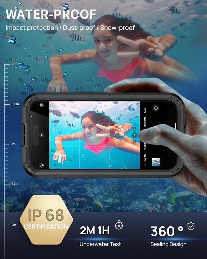 Lanhiem Magnetic for iPhone 17 Pro Max Case, Built-in Privacy Screen Protector, IP68 Waterproof Dustproof Case, Compatible with MagSafe, Anti-Spy Full Body Phone Case for iPhone 17 Pro Max 6.9", Black
