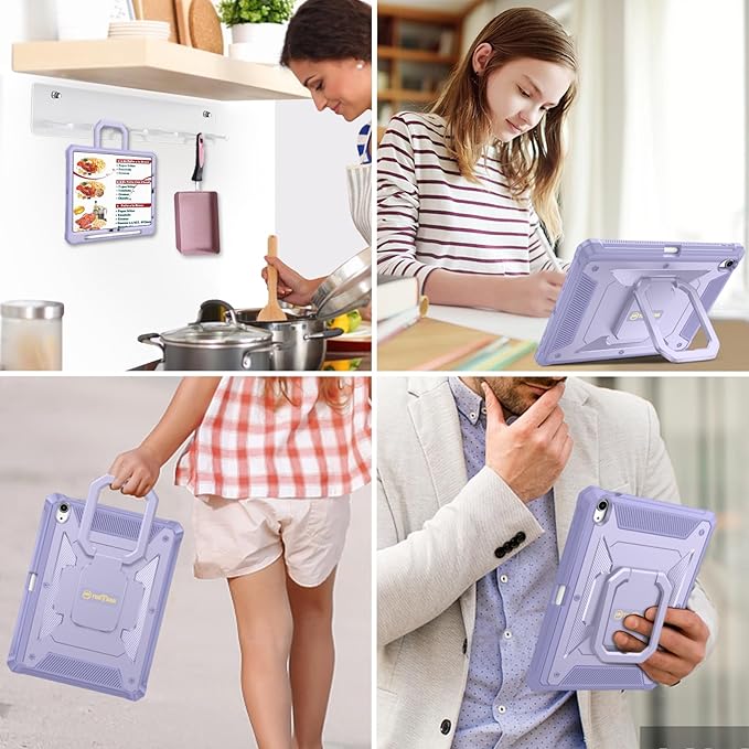 Fintie Case for iPad Air 11-inch M4/M3/M2 (2026/2025/2024), iPad Air 5th/4th Generation (2022/2020) 10.9 Inch - [Tuatara Magic Ring] 360 Degree Rotating Stand Cover with Screen Protector, Lilac Purple