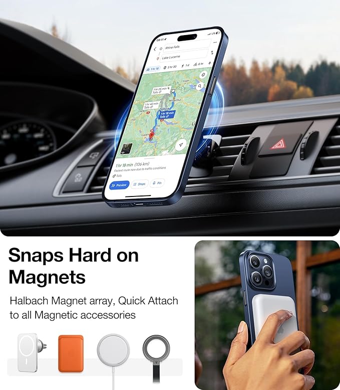 TORRAS Magnetic Slim-Fit for iPhone 15 Pro Max Case, Ultra-Thin 15 ProMax Phone Case Compatible with MagSafe, Lightweight Anti-Scratch Matte Hard Phone 15 ProMax Case 6.7 inch OriginFit, Navy Blue